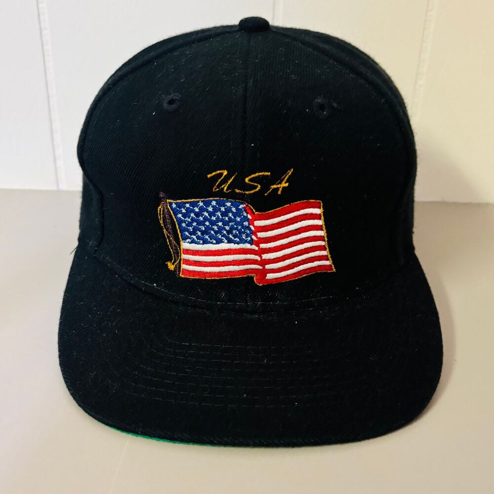 VINTAGE USA FLAG SNAPBACK HAT 90's